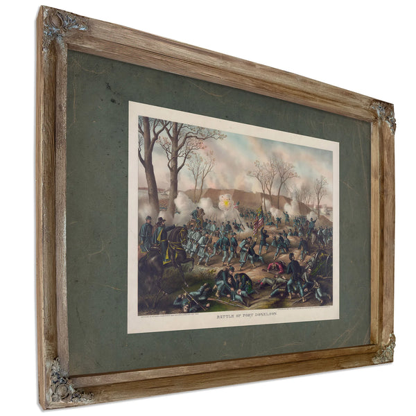 Battle of Fort Donelsoncapture of Generals Sb Buckner and His Army February — Verdigris Framed Canvas Print | Bella Frye