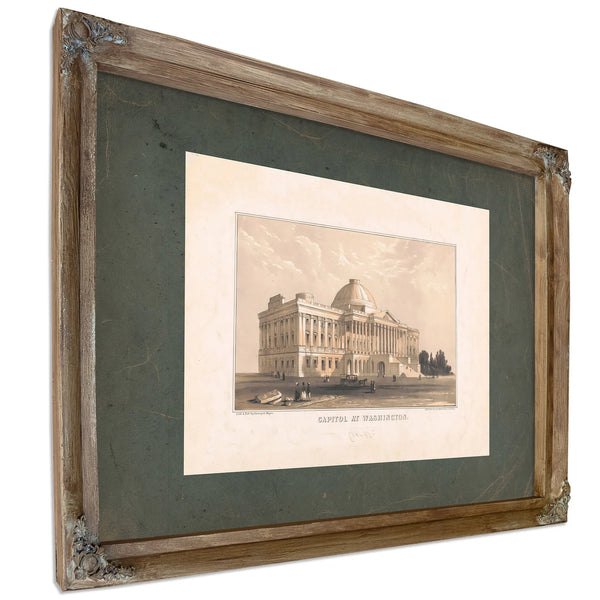 Capitol at Washington 19th Century — Verdigris Framed Canvas Print | Bella Frye