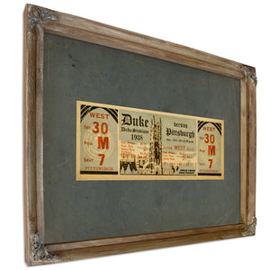 Full Ticket for the November 26 1938 Pittsburgh Versus Duke Football Game — Verdigris Framed Canvas Print | Bella Frye