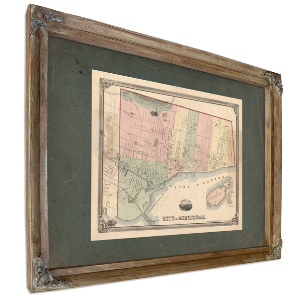 City of Montreal 1863 — Verdigris Framed Canvas Print | Bella Frye