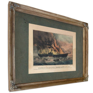 Burning of the Steamship Golden Gate _july 27 1862 1862 — Verdigris Framed Canvas Print | Bella Frye