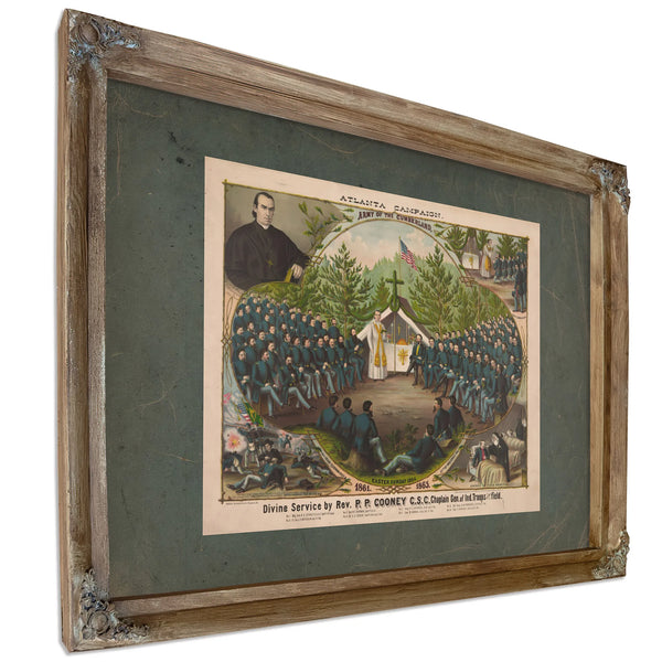 Atlanta Campaign Army of the Cumberland Divine Service by Rev Pp Cooney Csc — Verdigris Framed Canvas Print | Bella Frye