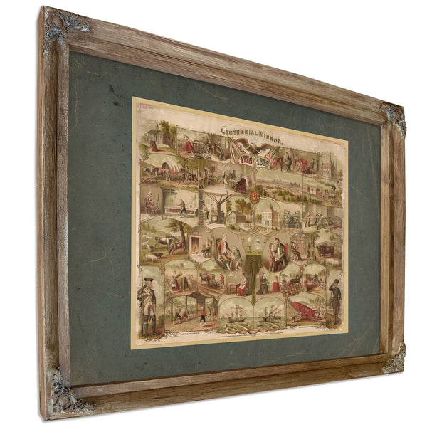 Centennial Mirror 19th Century — Verdigris Framed Canvas Print | Bella Frye