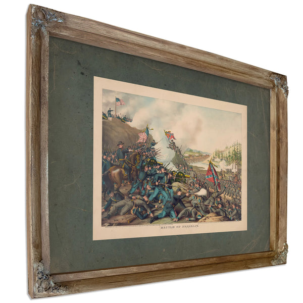 Battle of Franklin November 3 1864 Union Gen Schofield Conf Gen Hood 1891 — Verdigris Framed Canvas Print | Bella Frye