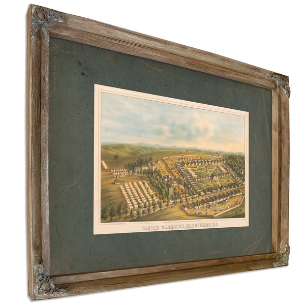 Carver Barracks Washington Dc 1864 — Verdigris Framed Canvas Print | Bella Frye