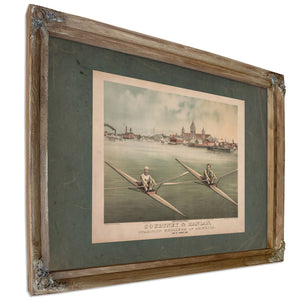 Courtney Hanlan Champion Scullers of America View of Toronto Bay 1879 — Verdigris Framed Canvas Print | Bella Frye