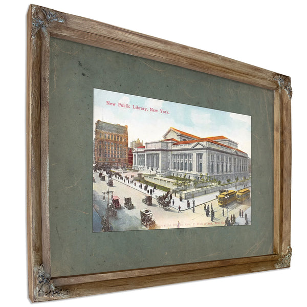 The Grand Repository New York Public Library Postcard — Verdigris Framed Canvas Print | Bella Frye