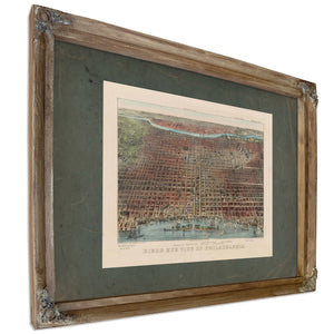 Birds Eye View of Philadelphia 1875 — Verdigris Framed Canvas Print | Bella Frye