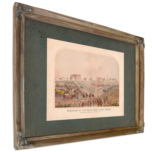 Execution of the Thirty Eight Sioux Indians at Mankato Minnesota December 26 — Verdigris Framed Canvas Print | Bella Frye