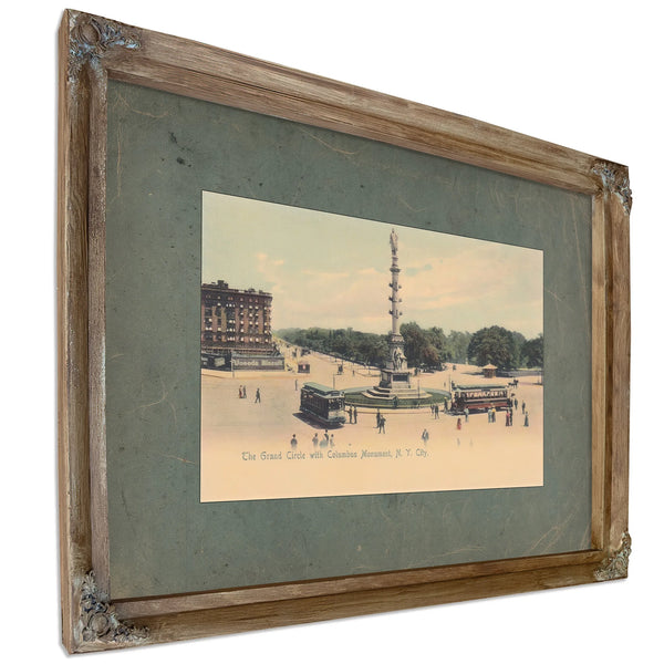Columbus Circle Gilded Age Crossroads at the Edge of Central Park — Verdigris Framed Canvas Print | Bella Frye