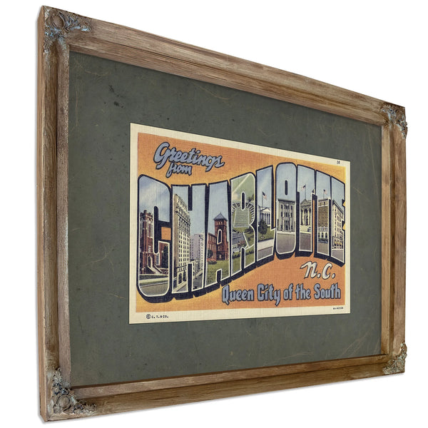 North Carolina Charlotte — Verdigris Framed Canvas Print | Bella Frye