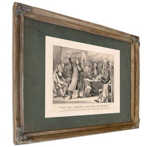 Give Me Liberty or Give Me Death! Patrick Henry Delivering His Great Speech on — Verdigris Framed Canvas Print | Bella Frye