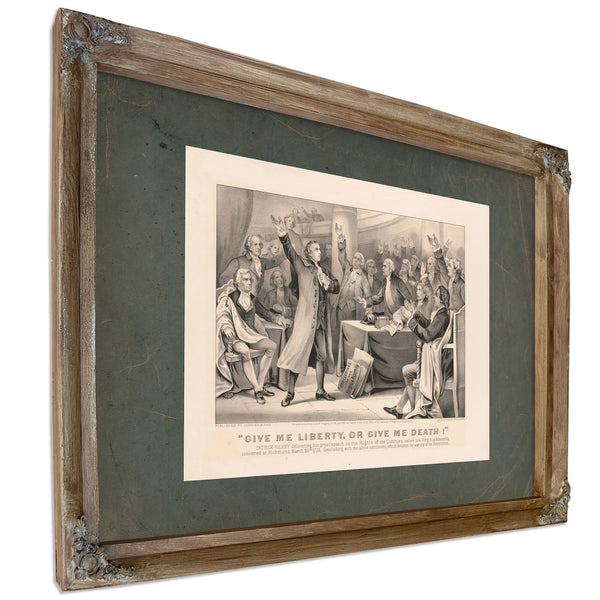 Give Me Liberty or Give Me Death! Patrick Henry Delivering His Great Speech on — Verdigris Framed Canvas Print | Bella Frye