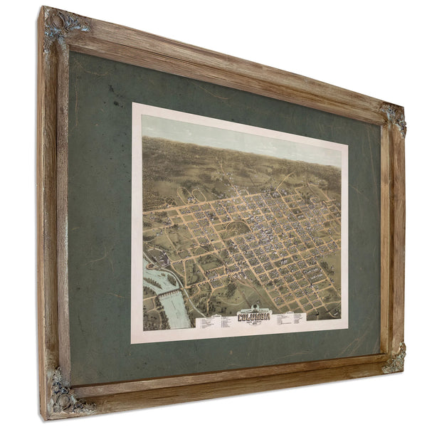 Birds Eye View of the City of Columbia South Carolina 1872 1872 — Verdigris Framed Canvas Print | Bella Frye