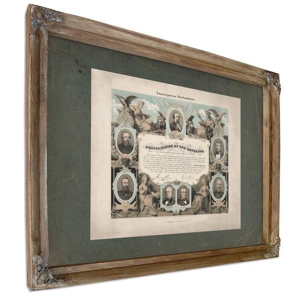 Emancipation Proclamation Proclamation by the Governor 1865 — Verdigris Framed Canvas Print | Bella Frye