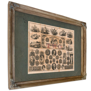 Durand Co Bank Note Engravers 1824 184 — Verdigris Framed Canvas Print | Bella Frye