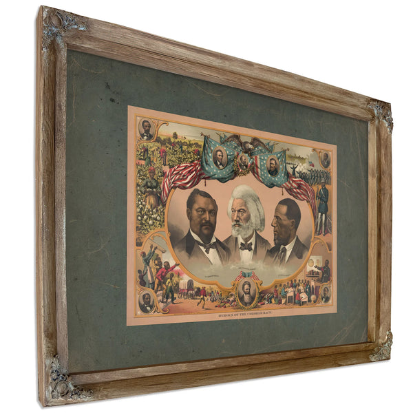 Heroes of the Colored Race 1883 — Verdigris Framed Canvas Print | Bella Frye