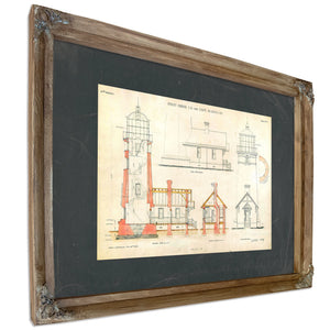 The Cape Blanco Light Station Blueprint Guardian of the Oregon Coast — Verdigris Framed Canvas Print | Bella Frye