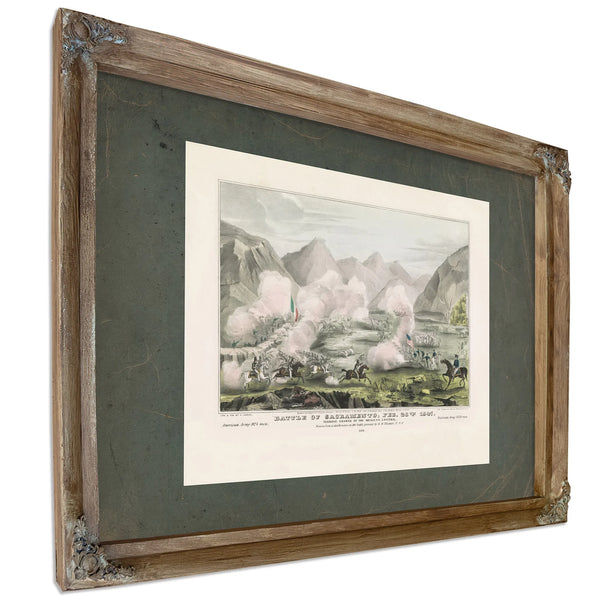 Battle of Sacramento Feb 28th 1847 Terrific Charge of the Mexican Lancers 18 — Verdigris Framed Canvas Print | Bella Frye