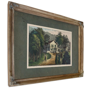 Chappaqua Farm West Chester County Ny the Residence of the Hon Horace Greely — Verdigris Framed Canvas Print | Bella Frye