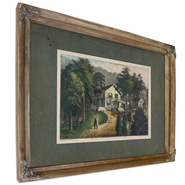 Chappaqua Farm West Chester County Ny the Residence of the Hon Horace Greely — Verdigris Framed Canvas Print | Bella Frye
