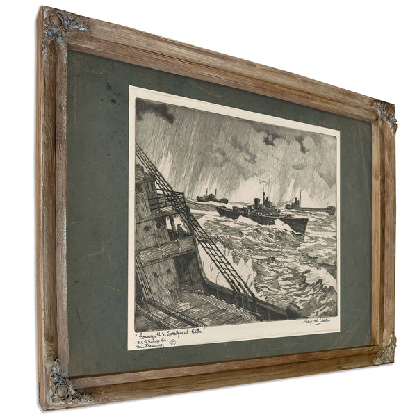 Convoy Us Coastguard Cutter 19th Century — Verdigris Framed Canvas Print | Bella Frye