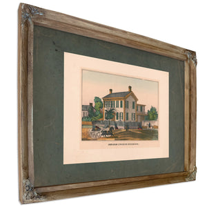 Abraham Lincolns Residence 19th Century — Verdigris Framed Canvas Print | Bella Frye