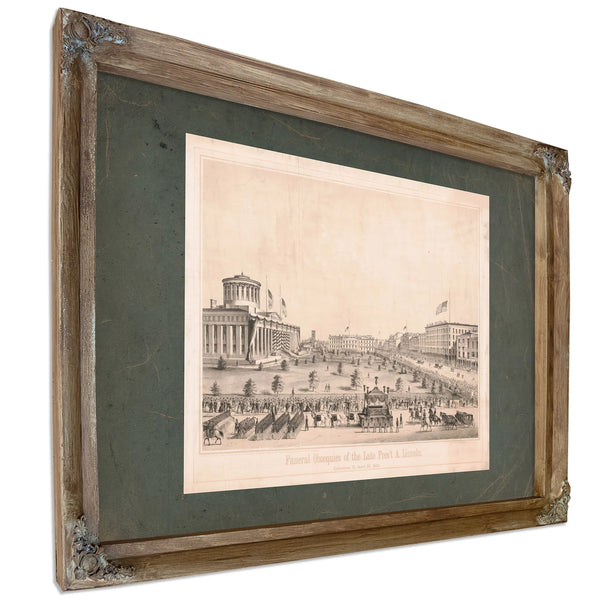 Funeral Obsequies of the Late President Abraham Lincoln Columbus Ohio April — Verdigris Framed Canvas Print | Bella Frye