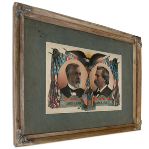 for President James G Blaine for Vice President John a Logan 1884 — Verdigris Framed Canvas Print | Bella Frye
