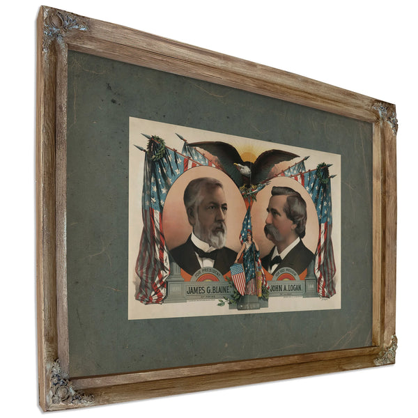 for President James G Blaine for Vice President John a Logan 1884 — Verdigris Framed Canvas Print | Bella Frye
