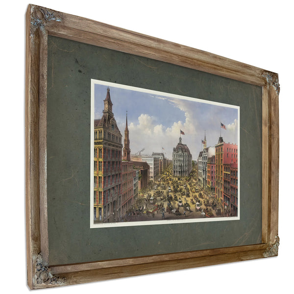 Broadway New York_ From the Western Union Telegraph Building Looking North 1 — Verdigris Framed Canvas Print | Bella Frye
