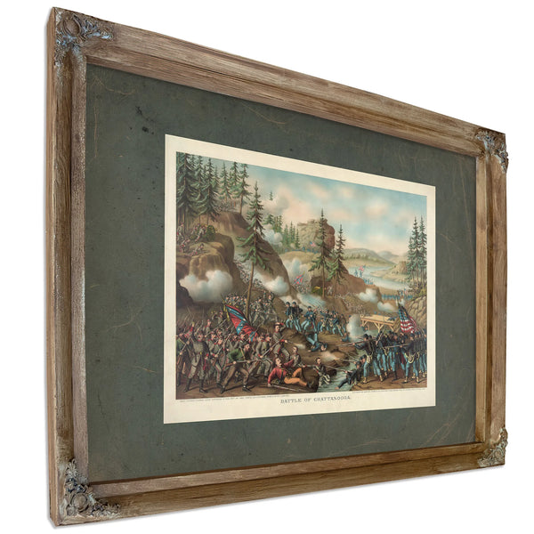 Battle of Chattanoogagen Thomas Charge Near Orchard Knob Nov 24 1863parts Ao — Verdigris Framed Canvas Print | Bella Frye