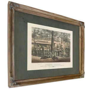 Commissary Department Encampment of the Mass 6th Regiment of Volunteers at T — Verdigris Framed Canvas Print | Bella Frye