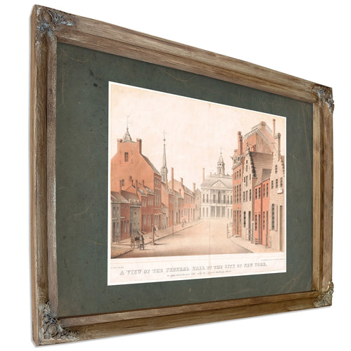 a View of the Federal Hall of the City of New York as Appeared in the Year 17 — Verdigris Framed Canvas Print | Bella Frye