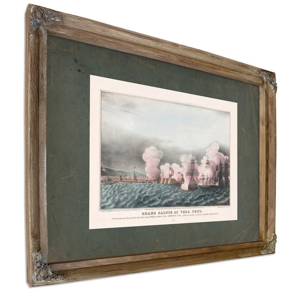 Grand Salute at Vera Cruz From the American Fleet and the Castle San Juan Du — Framed Wall Art Room View | Bella Frye