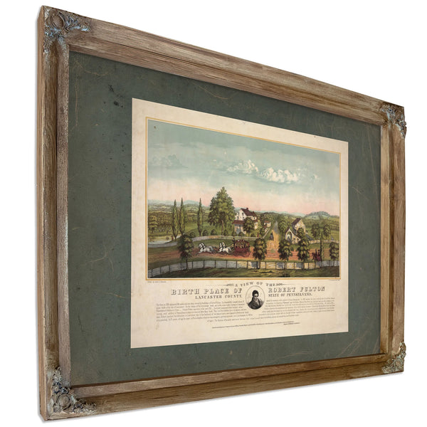 a View of the Birth Place of Robert Fulton Lancaster County State of Pennsylv — Verdigris Framed Canvas Print | Bella Frye