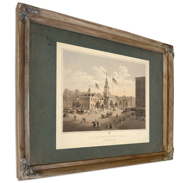 Independence Hall Philadelphia 1876 1894 — Verdigris Framed Canvas Print | Bella Frye