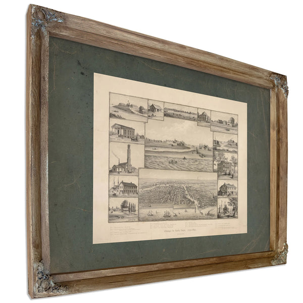 Chicago in Early Days 1779 1857 1893 — Verdigris Framed Canvas Print | Bella Frye