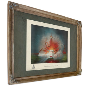 Explosion of the Maine 1898 — Verdigris Framed Canvas Print | Bella Frye