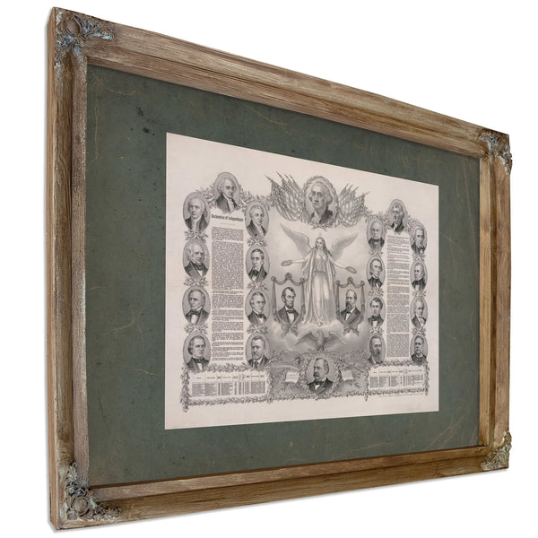 Declaration of Independence 1884 — Verdigris Framed Canvas Print | Bella Frye