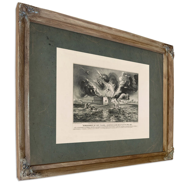 Bombardment of Fort Pulaski Cockspur Island Geo 1th 11th of April 1862 186 — Verdigris Framed Canvas Print | Bella Frye