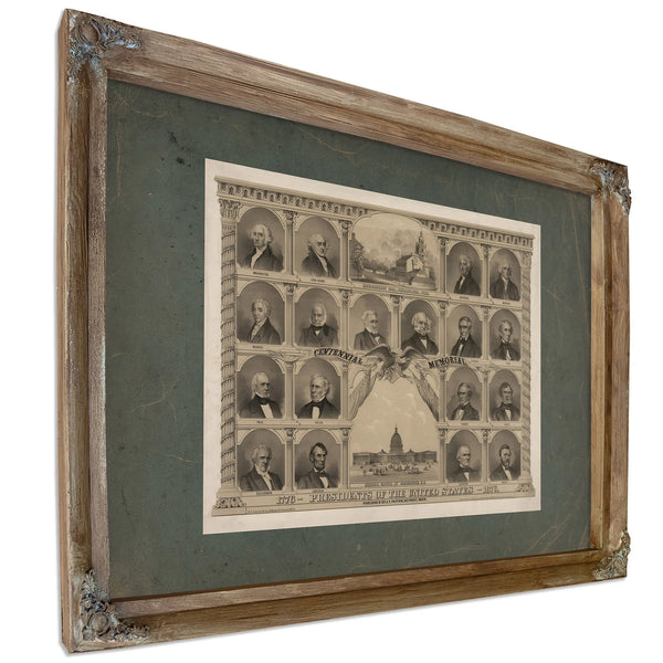 1776 Presidents of the United States 1876 1874 — Verdigris Framed Canvas Print | Bella Frye