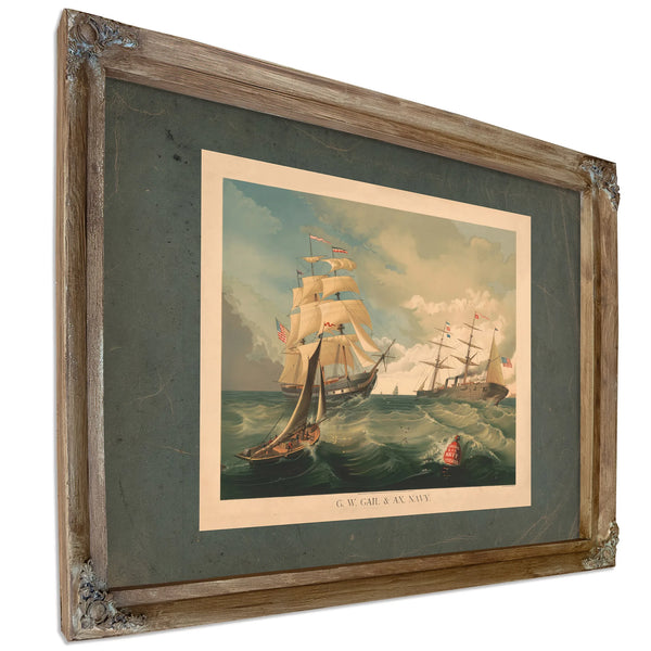 Gw Gail Ax Navy 1886 — Verdigris Framed Canvas Print | Bella Frye