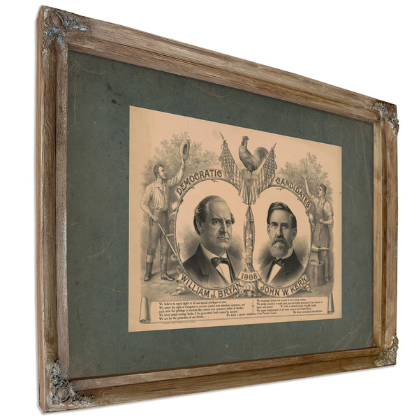 Democratic Candidates William J Bryan John W Kern 198 — Verdigris Framed Canvas Print | Bella Frye