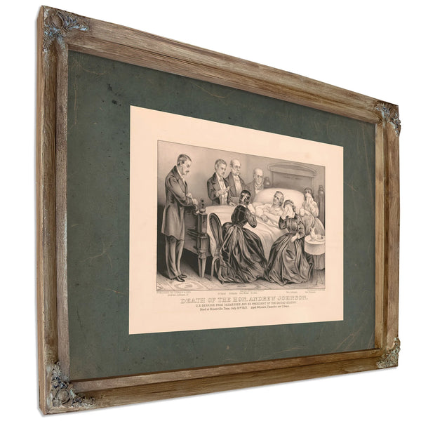 Death of the Hon Andrew Johnson Us Senator From Tennessee and Ex President O — Verdigris Framed Canvas Print | Bella Frye