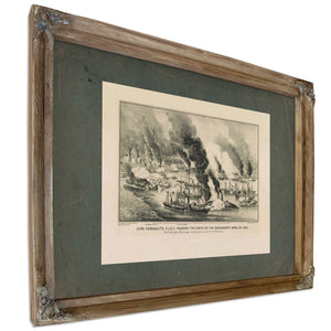 Com Farraguts Fleet Passing the Forts on the Mississippi April 24th 1862 the — Verdigris Framed Canvas Print | Bella Frye