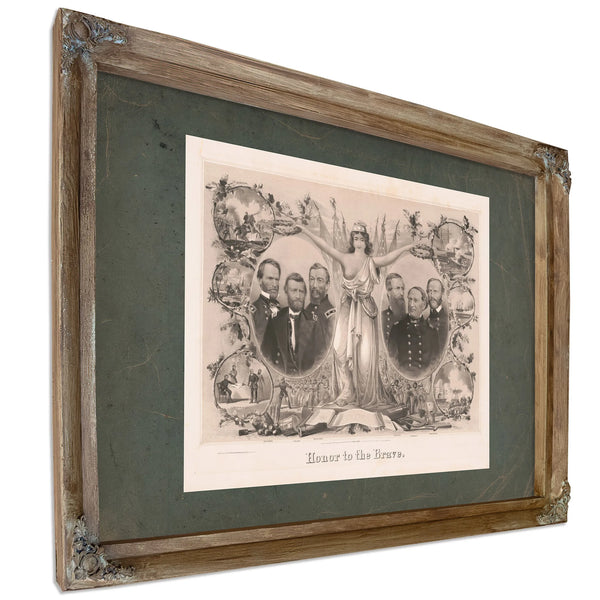 Honor to the Brave 1865 — Verdigris Framed Canvas Print | Bella Frye