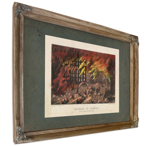 Chicago in Flames Scene at Randolph Street Bridge 1872 1874 — Verdigris Framed Canvas Print | Bella Frye
