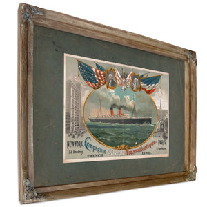Compagnie Generale Transatlantique 19 — Verdigris Framed Canvas Print | Bella Frye