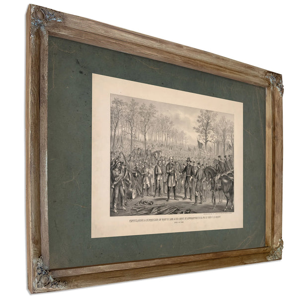 Capitulation Surrender of Robert E Lee His Army at Appomattox Chi Va to Lt — Verdigris Framed Canvas Print | Bella Frye